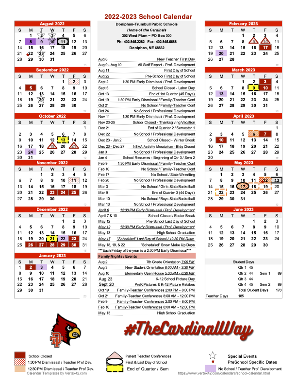 Calendar Year At A Glance Doniphan Trumbull Public School