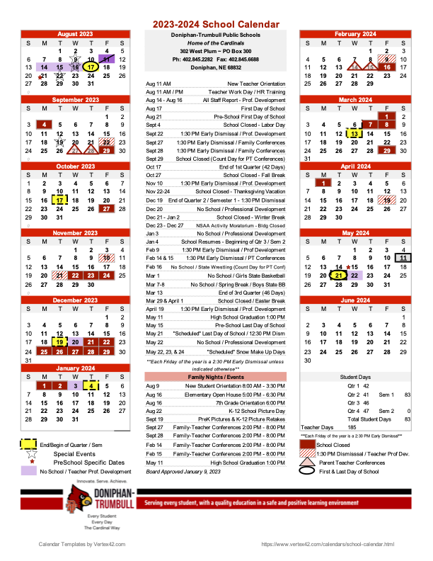 Calendar-Year at a Glance | Doniphan-Trumbull Public School