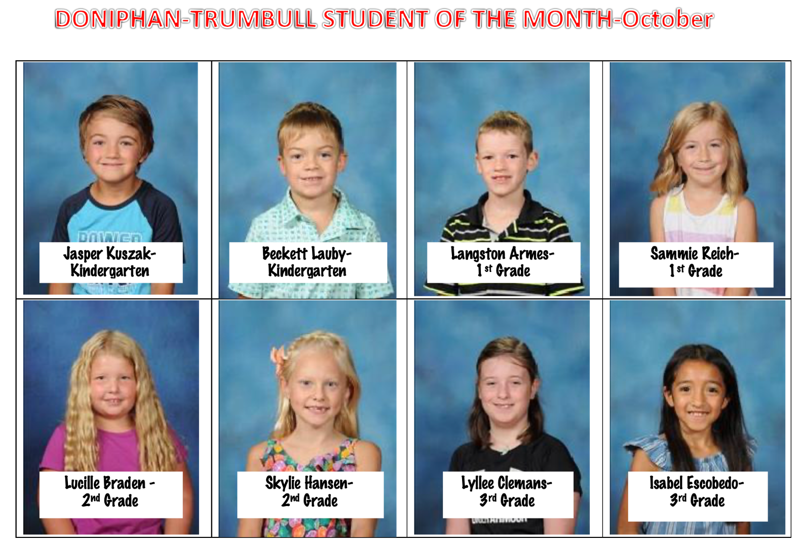 October Students of the Month