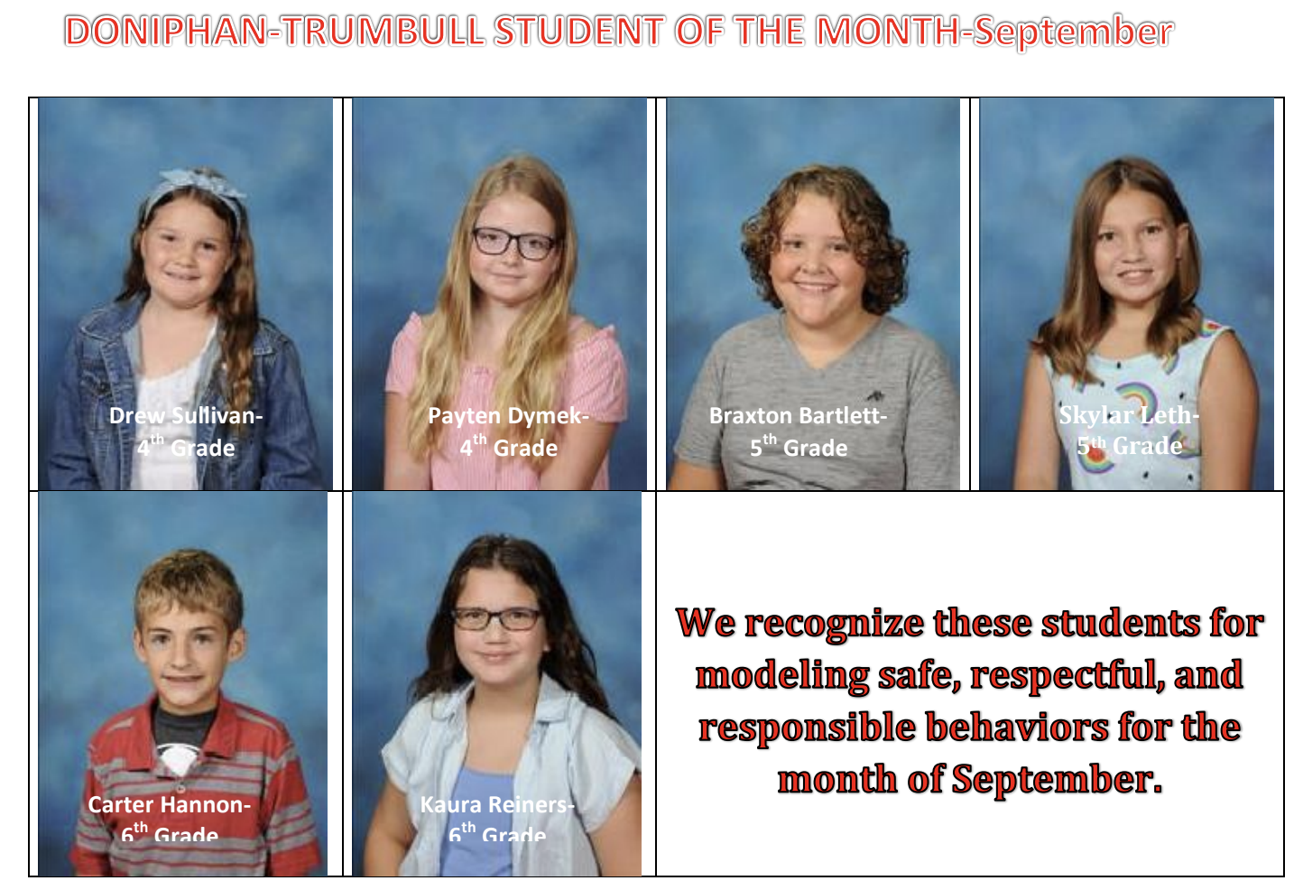 September Students of the Month