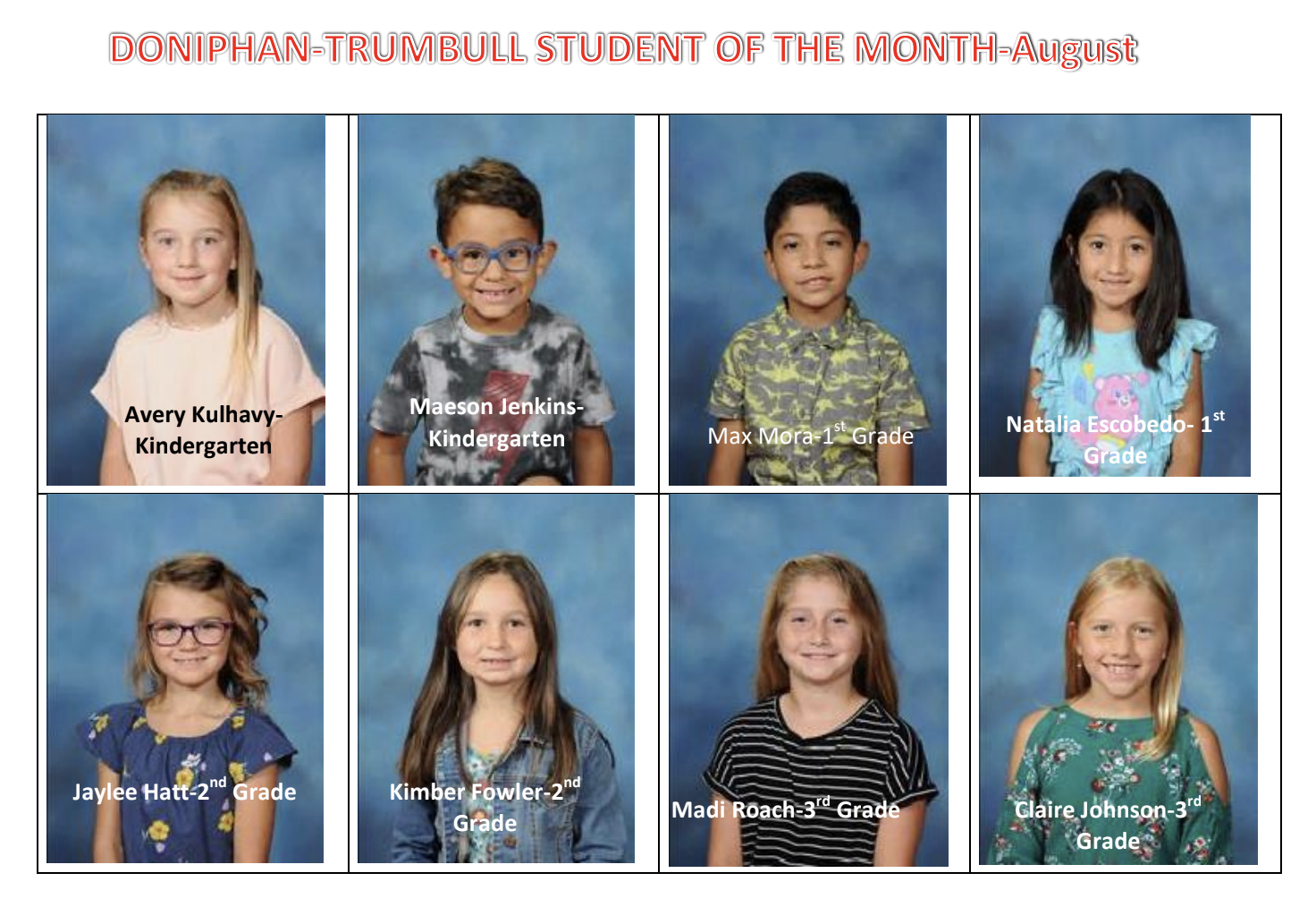 August Students of the Month