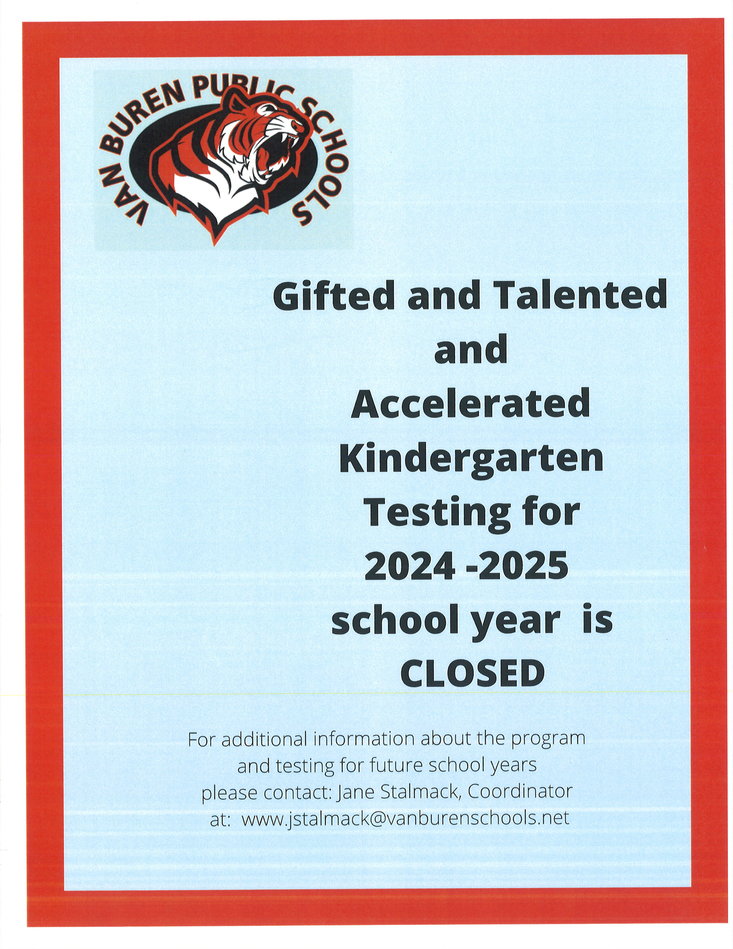 GT & Accelerated Kindergarten Testing 