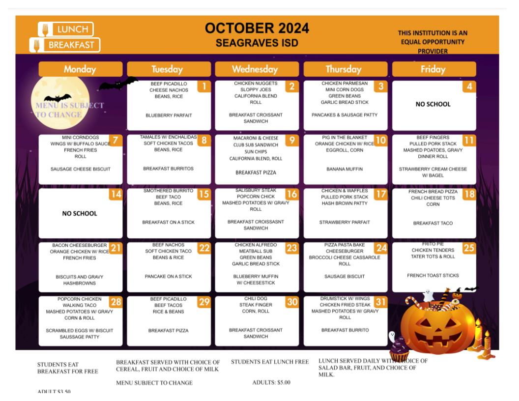 October menu