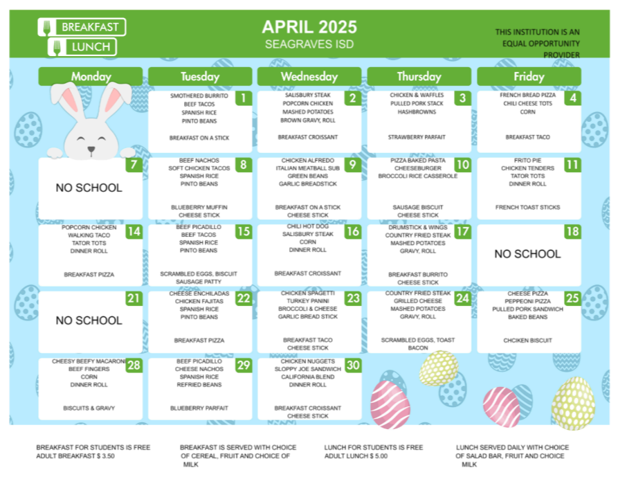 April menu