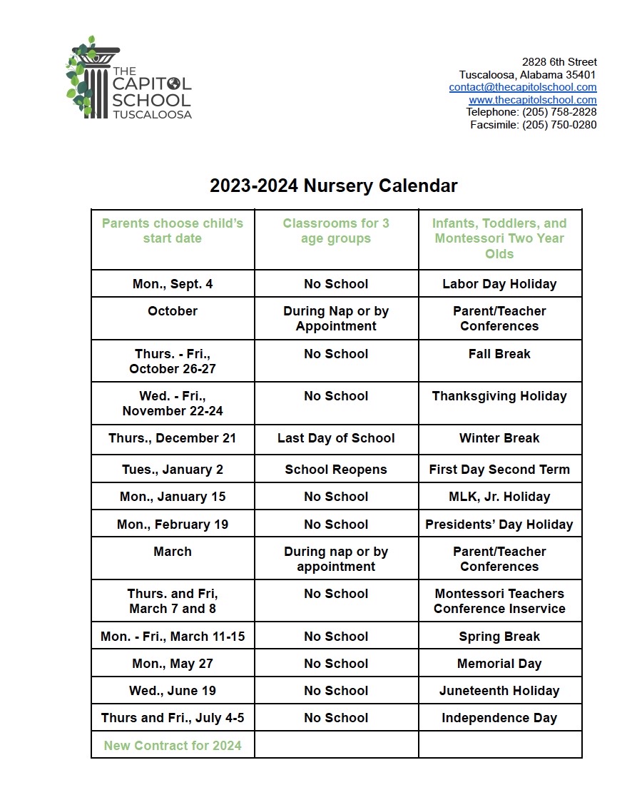 23-24 Nursery Calendar