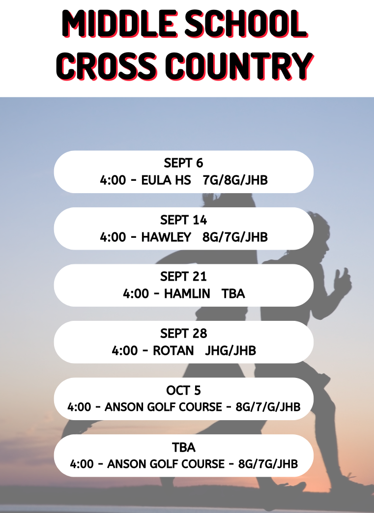middle school cross country schedule
