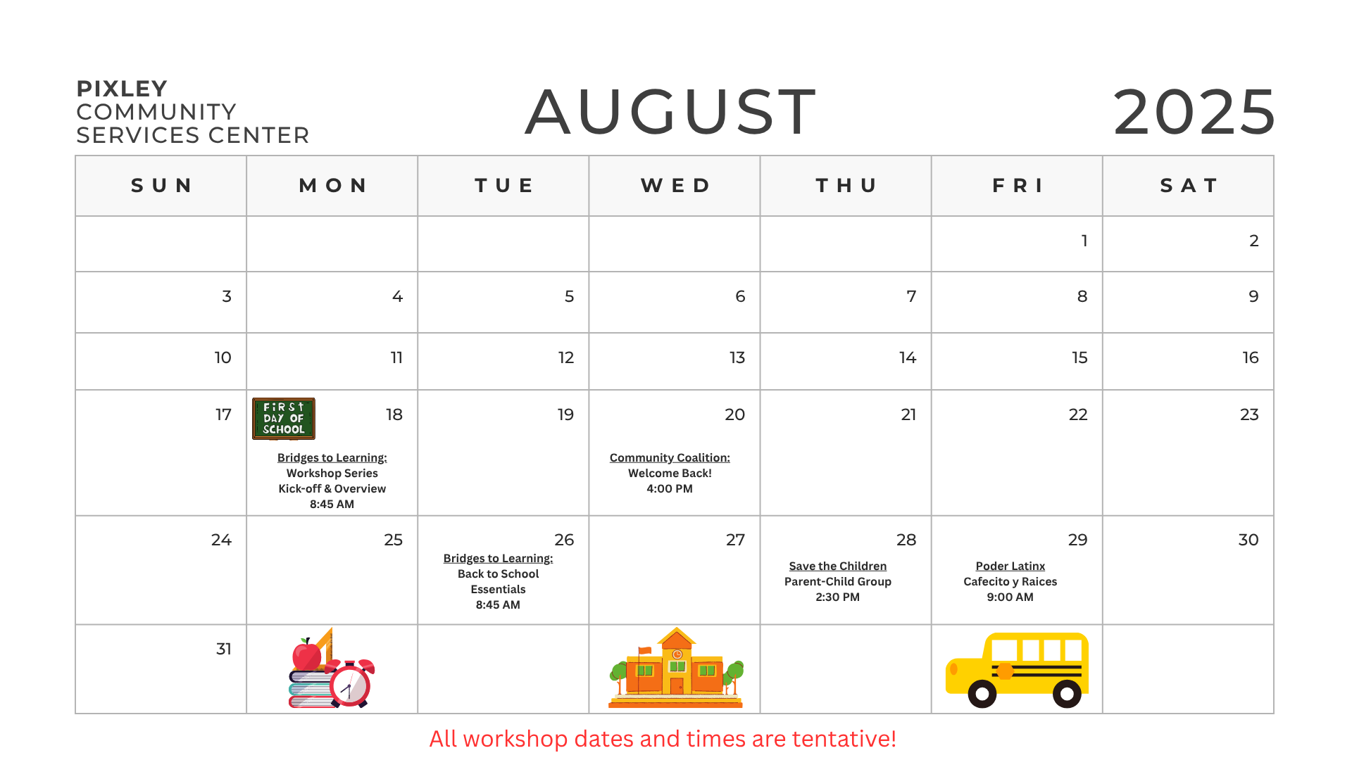 month calendar english