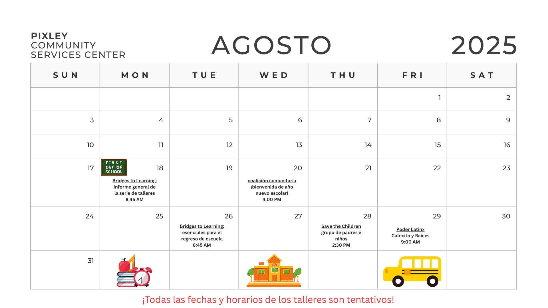 month calendar spanish