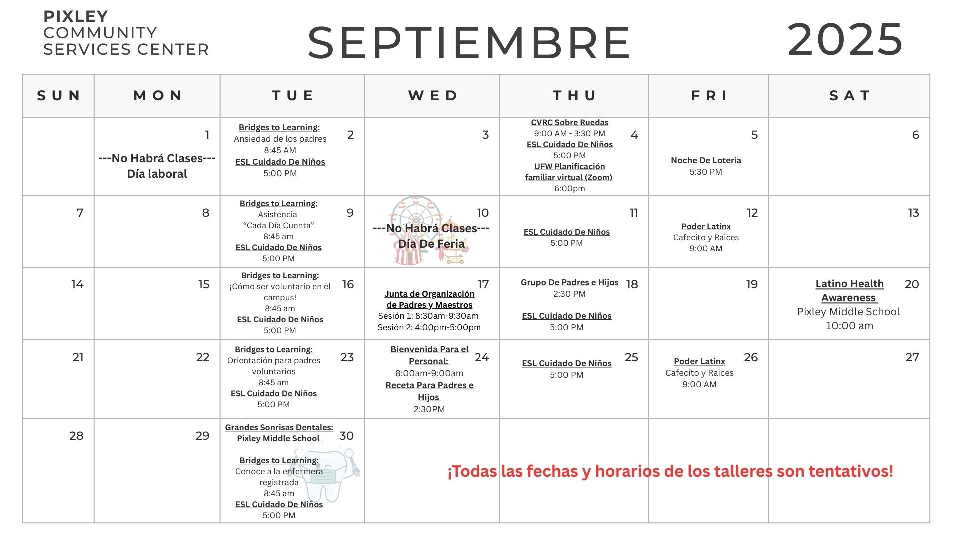 month calendar spanish