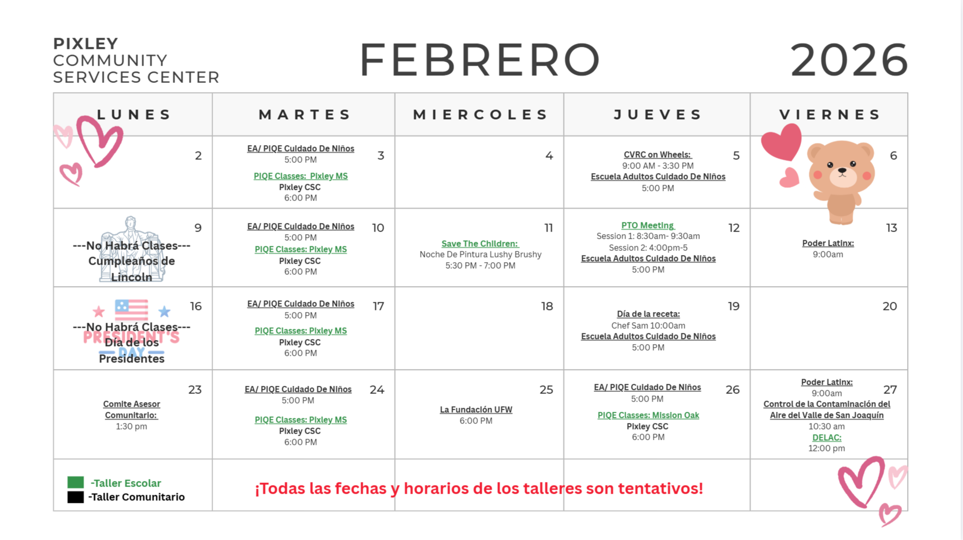 month calendar spanish