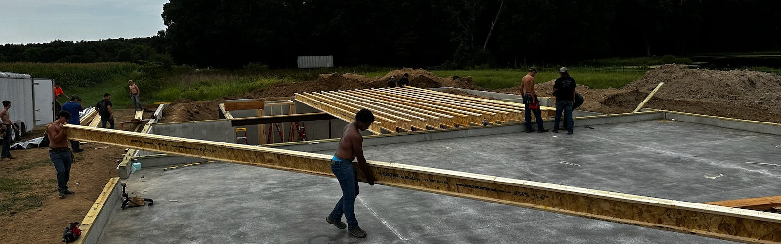 Setting floor joists