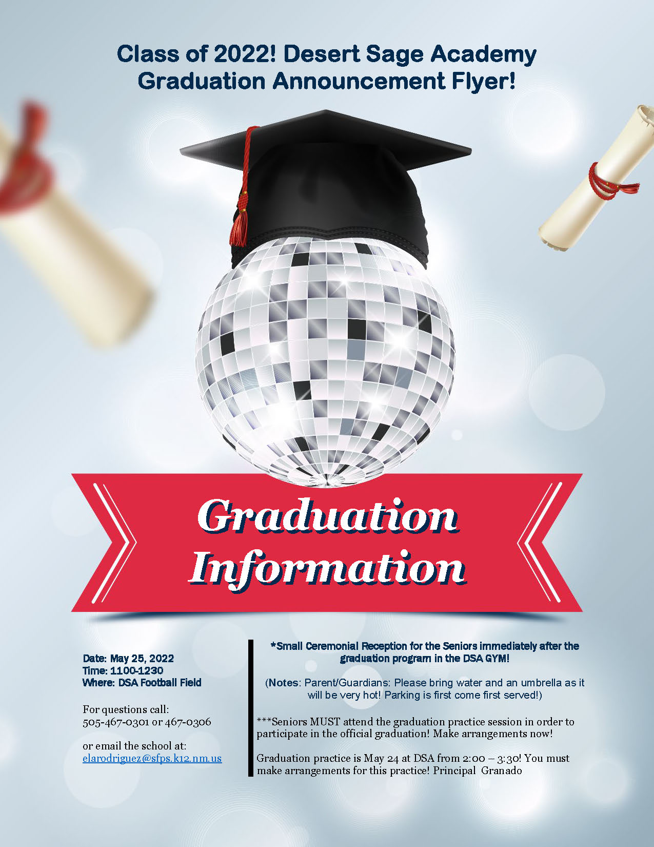 Desert Sage Graduation Information Flyer