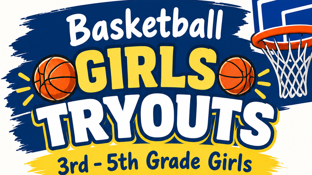 Poster for basketball tryouts for 3rd-5th grade girls at Ramirez Thomas Elementary. Tryouts on September 14th from 5pm to 6pm.