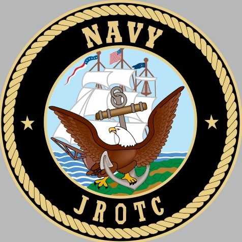 Navy JROTC logo with a eagle in front of a boat