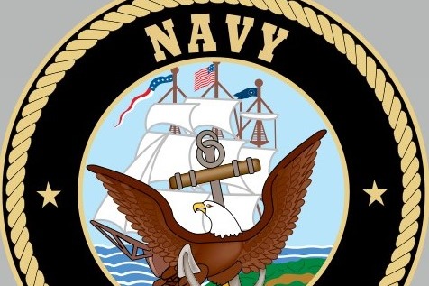 Navy JROTC logo with a eagle in front of a boat