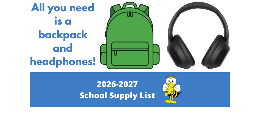 26-27 school supply list is headphones and a backpack