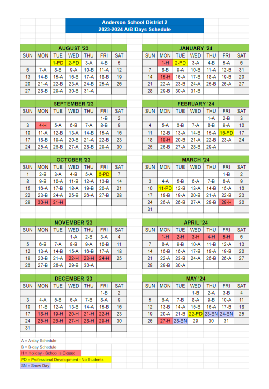 A/B Schedule | Honea Path Middle School