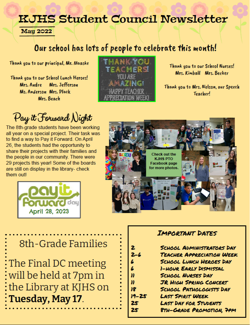 Student Council's May Newsletter