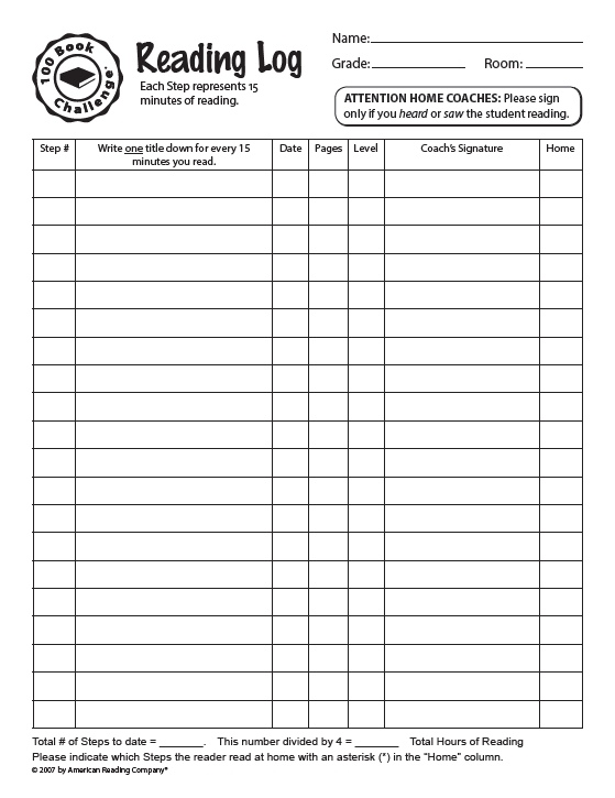 Grades 3-6 Reading Log