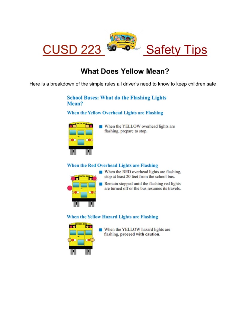 CUSD 223 Bus Safety Tips