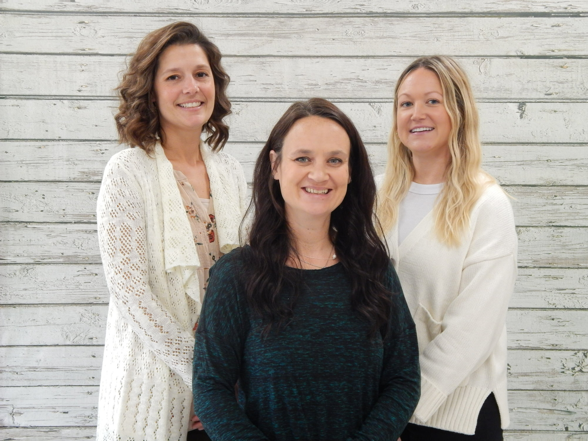 5th Grade teachers posing and smiling.  From left to right, teachers include Mrs. Falkos, Mrs. Fernandez, and Mrs. Harvel.