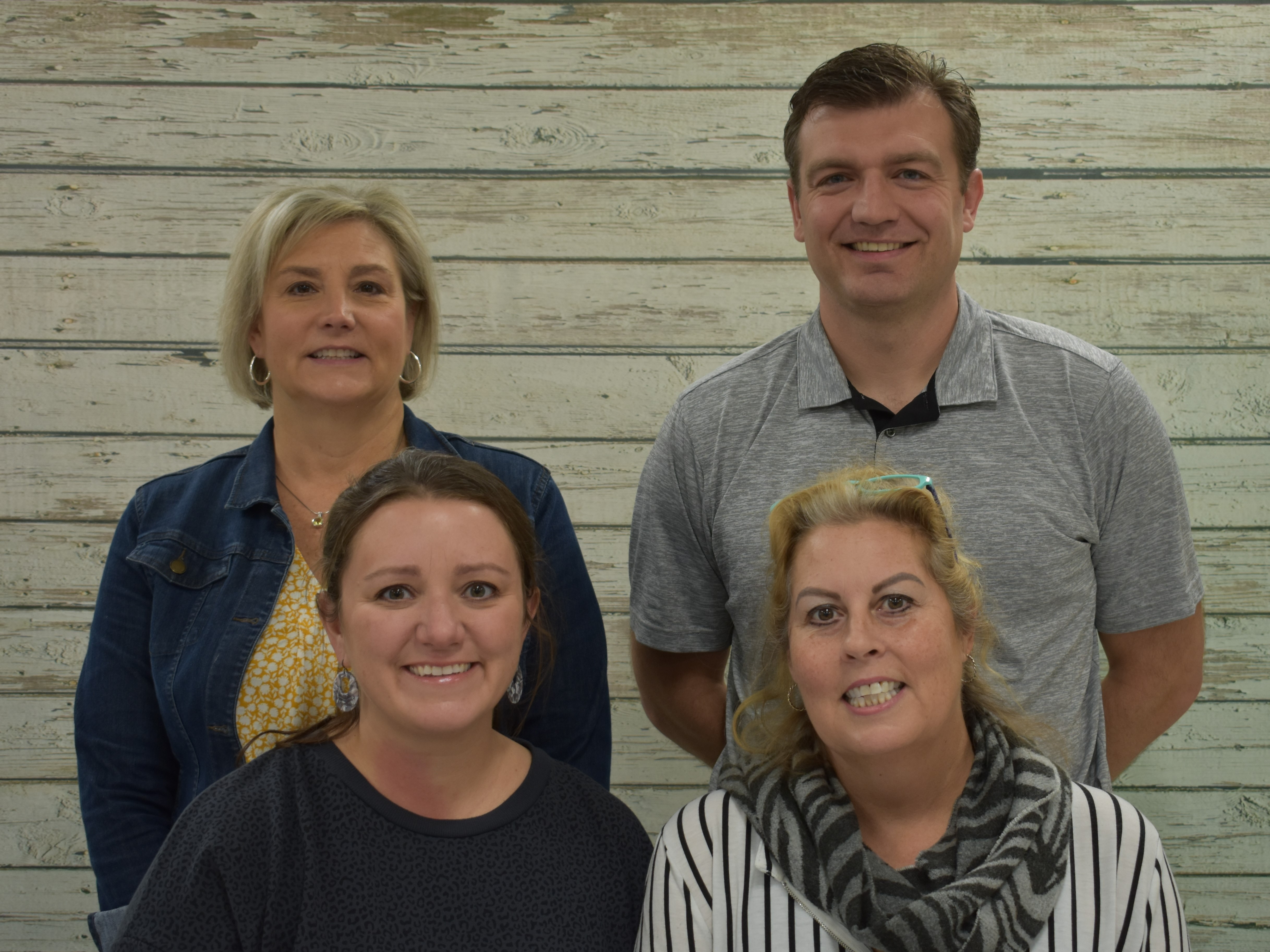 6th Grade Teachers.  Top row from left to right are Mrs. Davis and Mr. Baker.  Bottom row from left to right are Mrs. Dunne and Ms. Morgan.