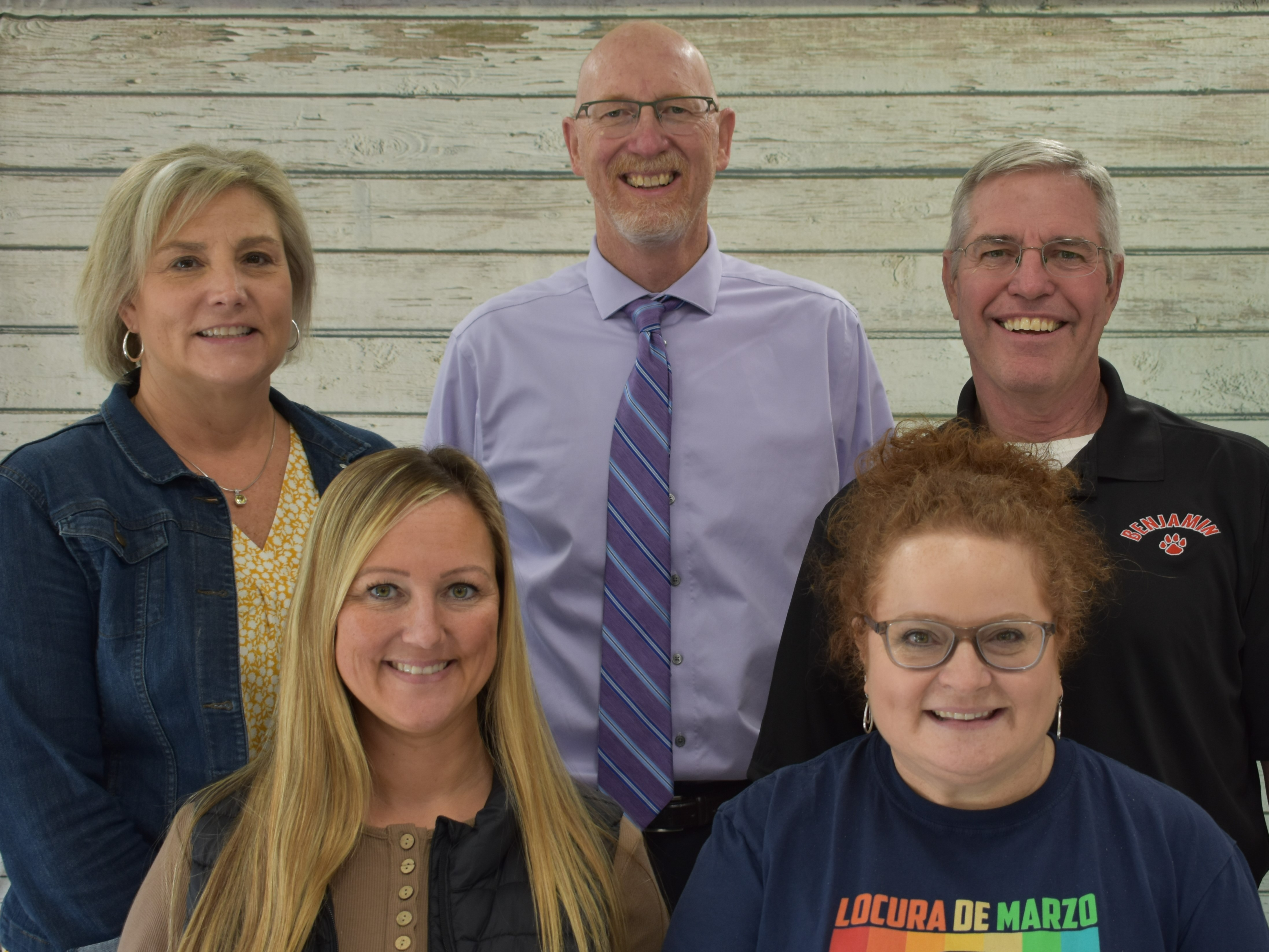 8th grade team picture.  Teachers from left to right are: (back row) Mrs. Davis, Mr. Bradbury, Mr. Wadman, (front row) Mrs. Moore, and Mrs. Anderson
