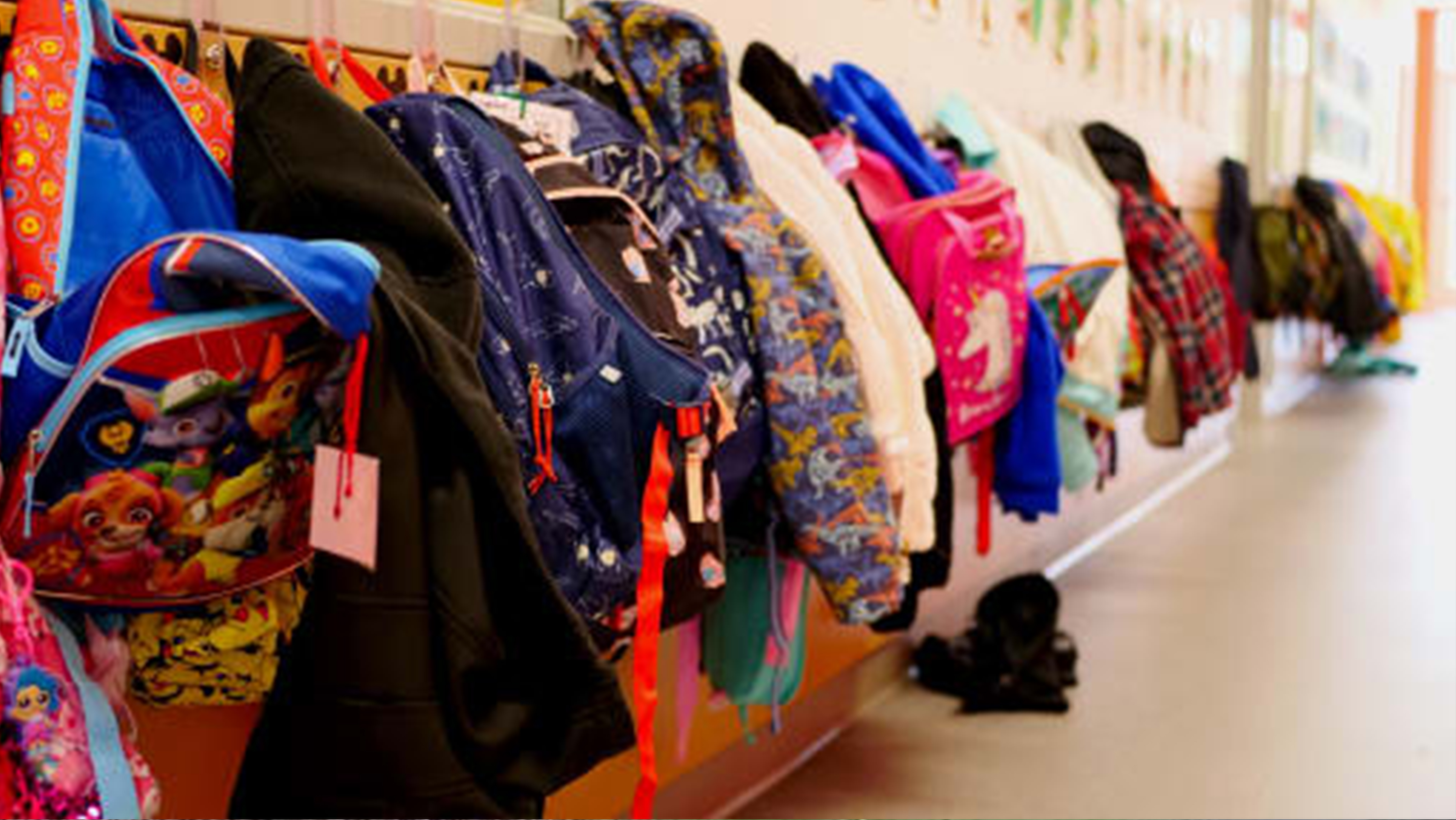 Jackets hung at an elementary school