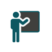 Teacher pointing at blackboard icon