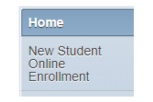 New Student Online Enrollment button screenshot