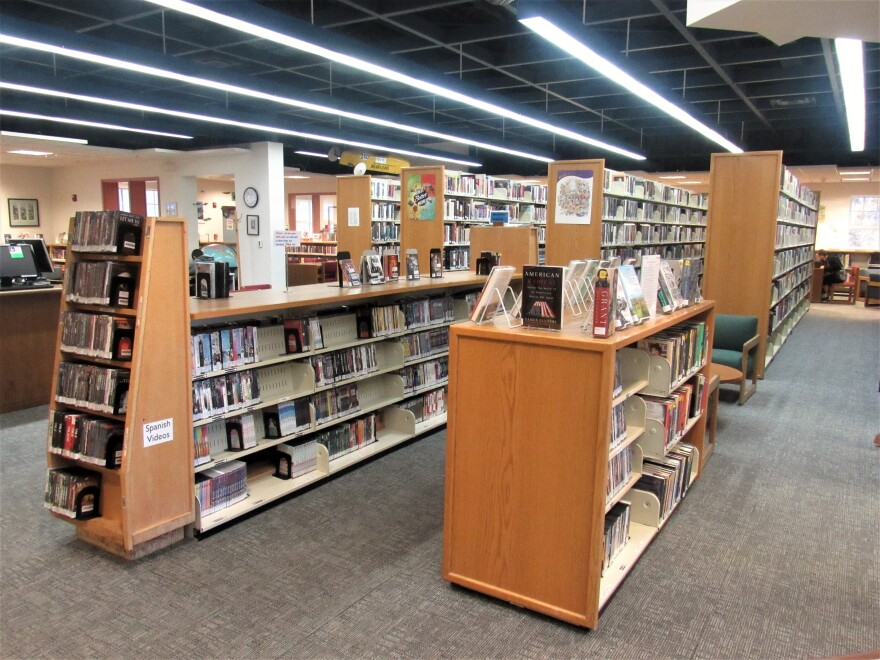 Shelves with books