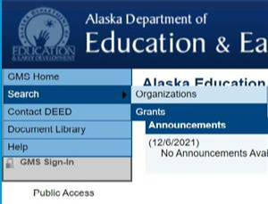 Grants Management System Image of menu Step 2