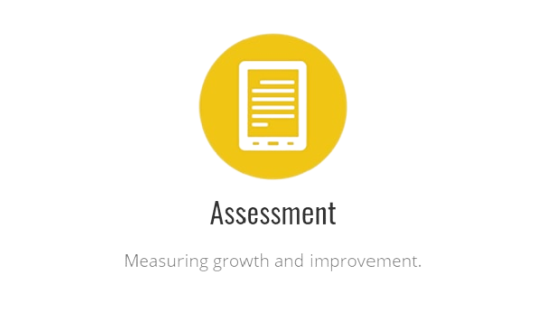 Assessment Measuring growth and improvement.