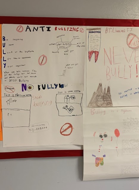 Drawings of anti-bullying messages
