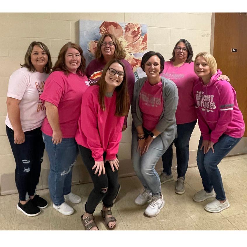 Picture of Bright Futures Staff wearing pink to support Journee Vinyard