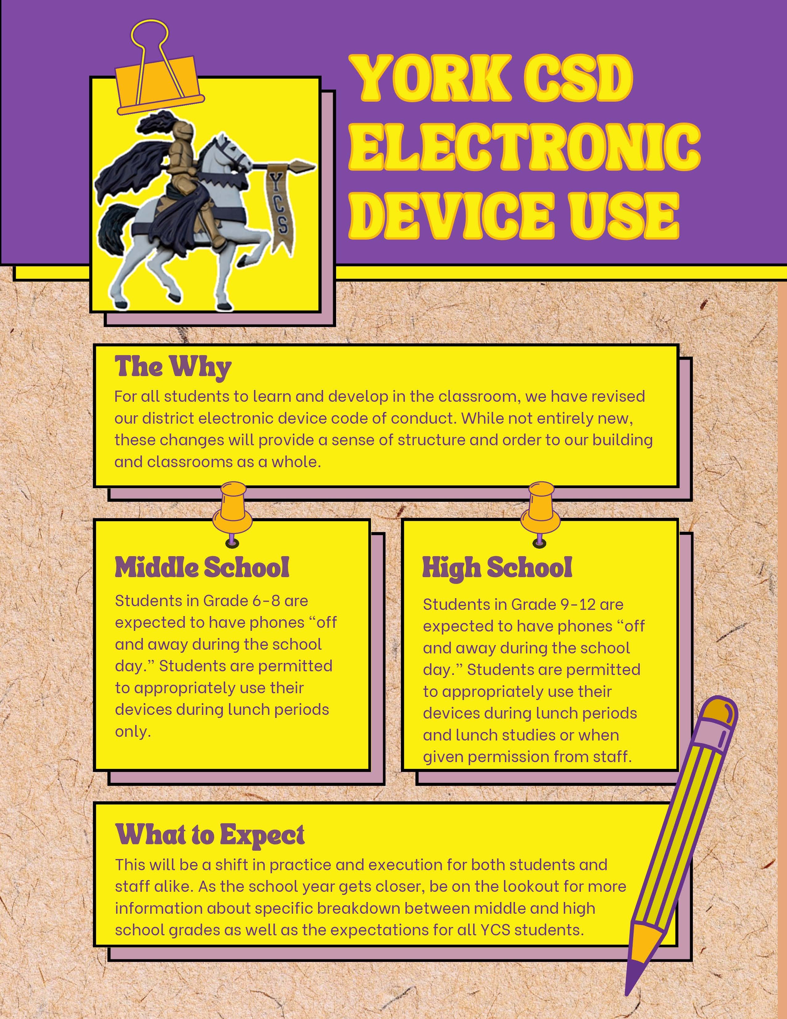 York Middle/High School Electronics/Mobile Device Policy