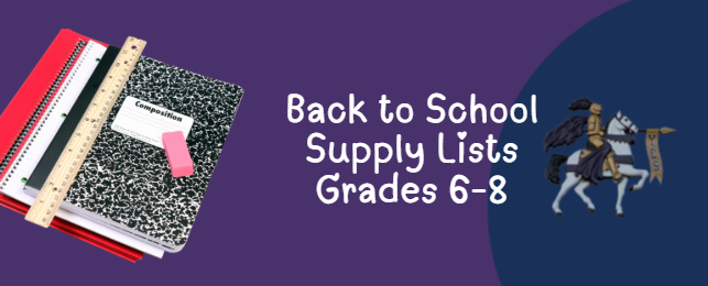 Grade 6 - 8 Supply Lists