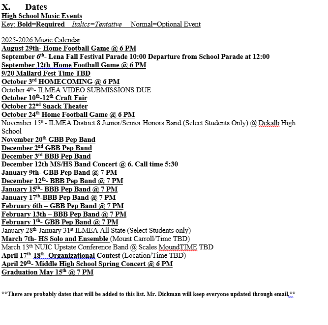 HS Events List