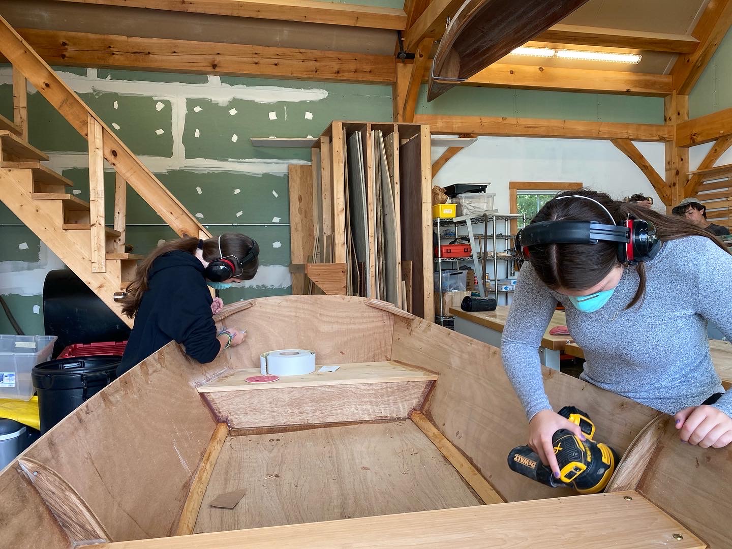 Sanding boat interior