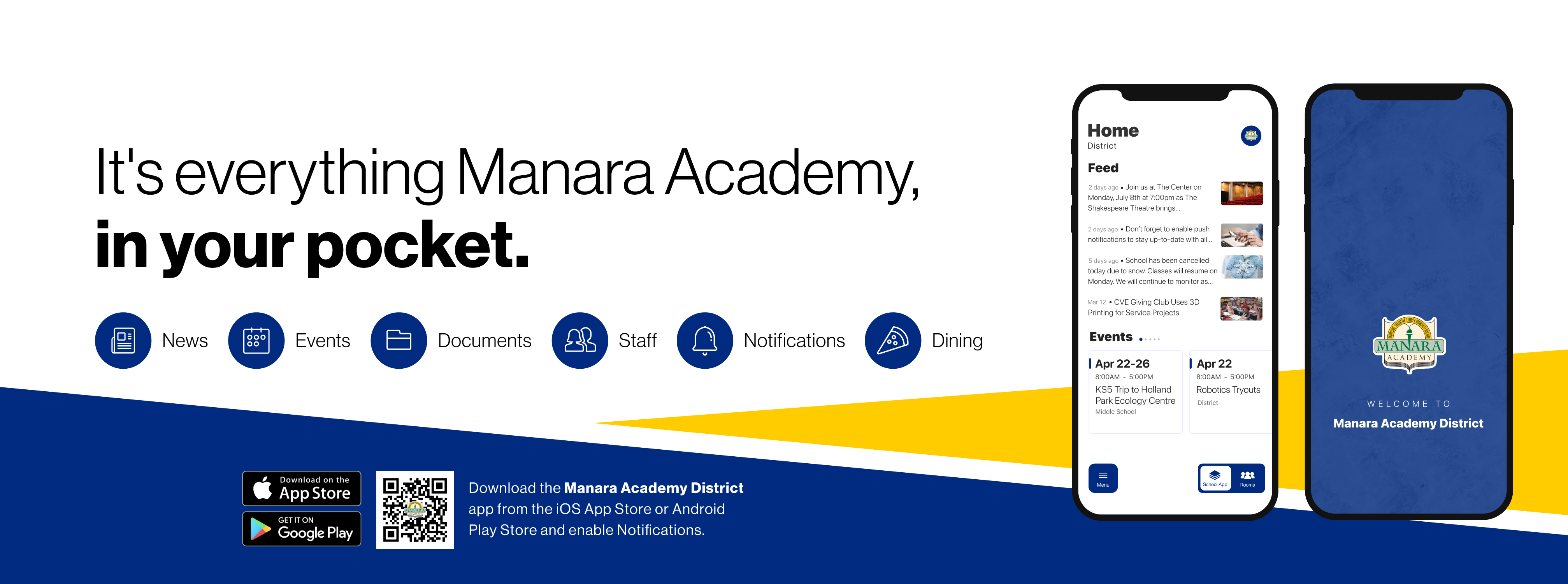 Say hello to Parent-Teacher chat in the new Rooms app. Download the Manara Academy District app in the Google Play or Apple App store