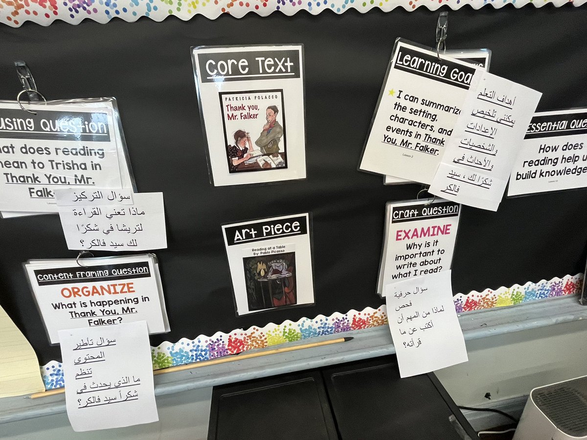 Pleasant Valley teachers jumped right into Wit and Wisdom lessons during the first full week of school. Ms. L’s 5th grade class translated key documents to Arabic for one of Pleasant Valley's new students.