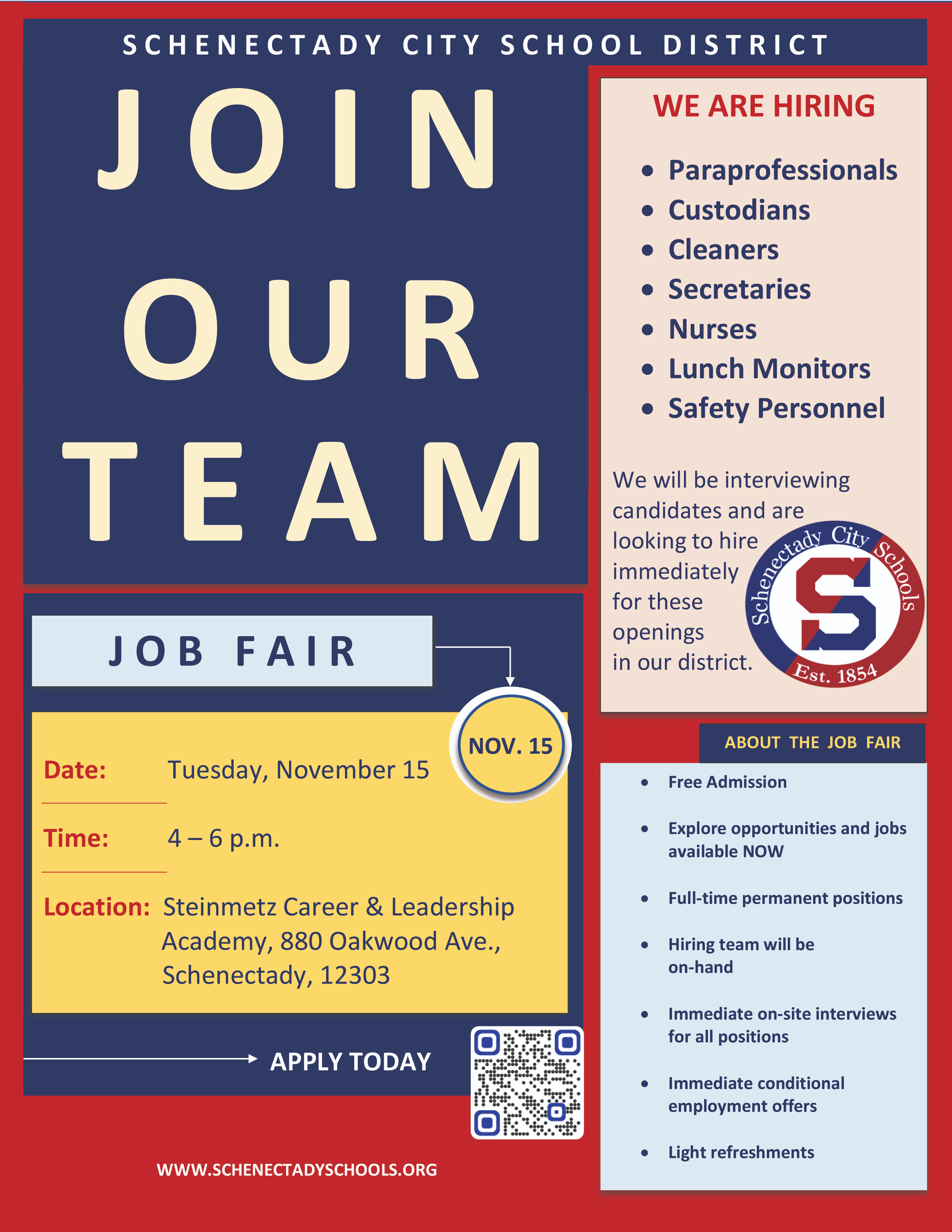 Don't miss our job fair on November 15