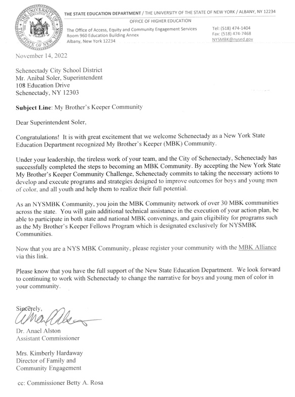 NYSMBK Letter of Membership