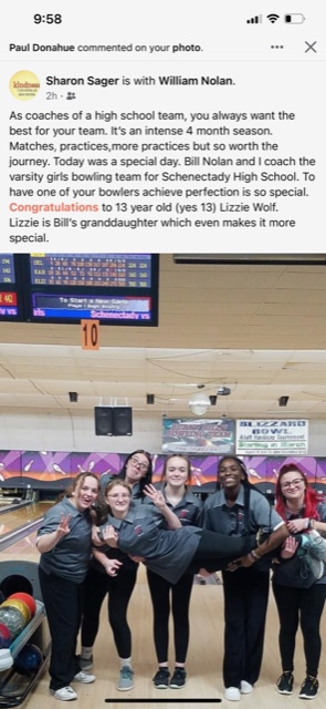Photo:  Student bowls perfect game