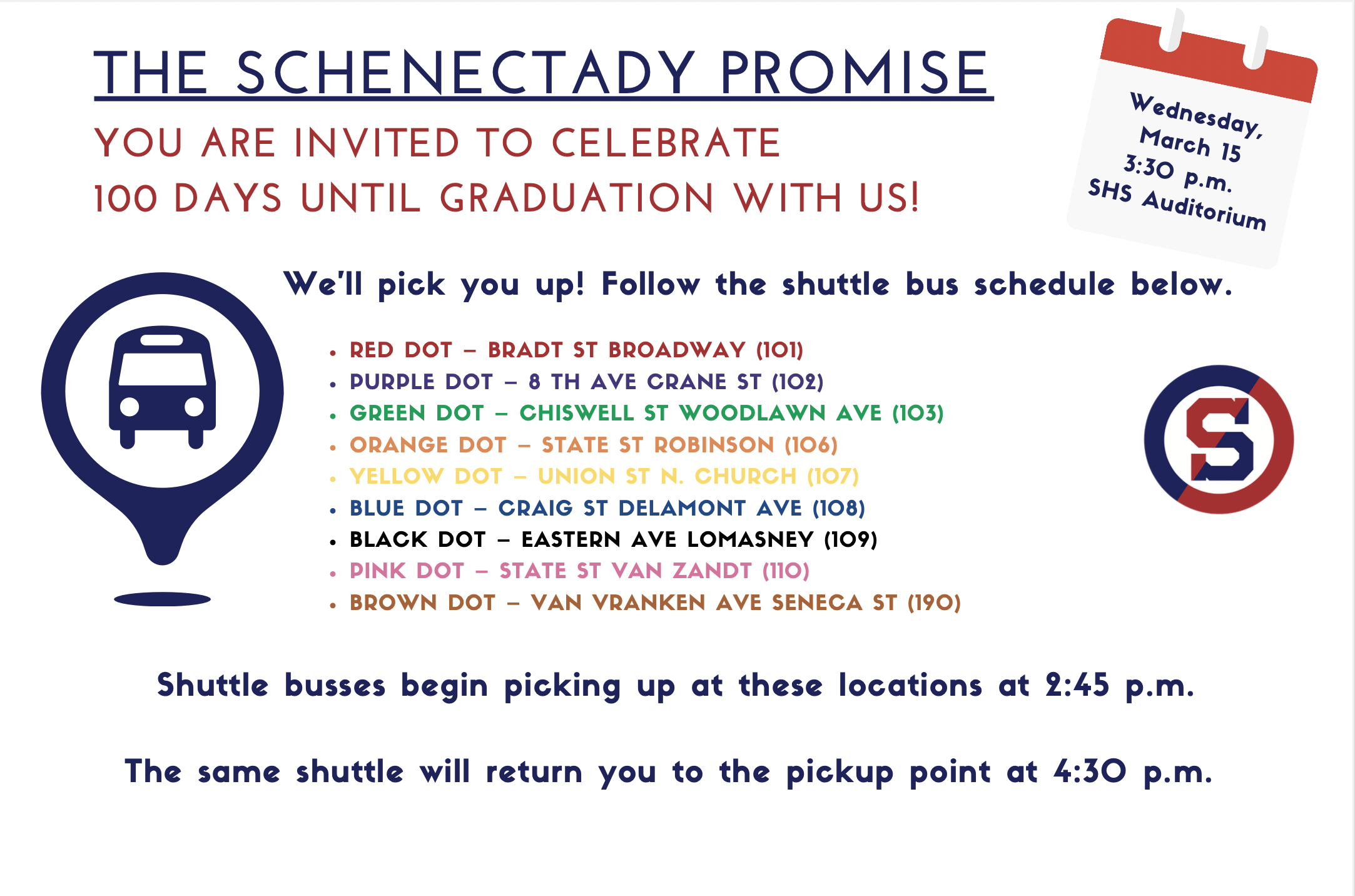 The Schenectady Promise Shuttle Bus Schedule