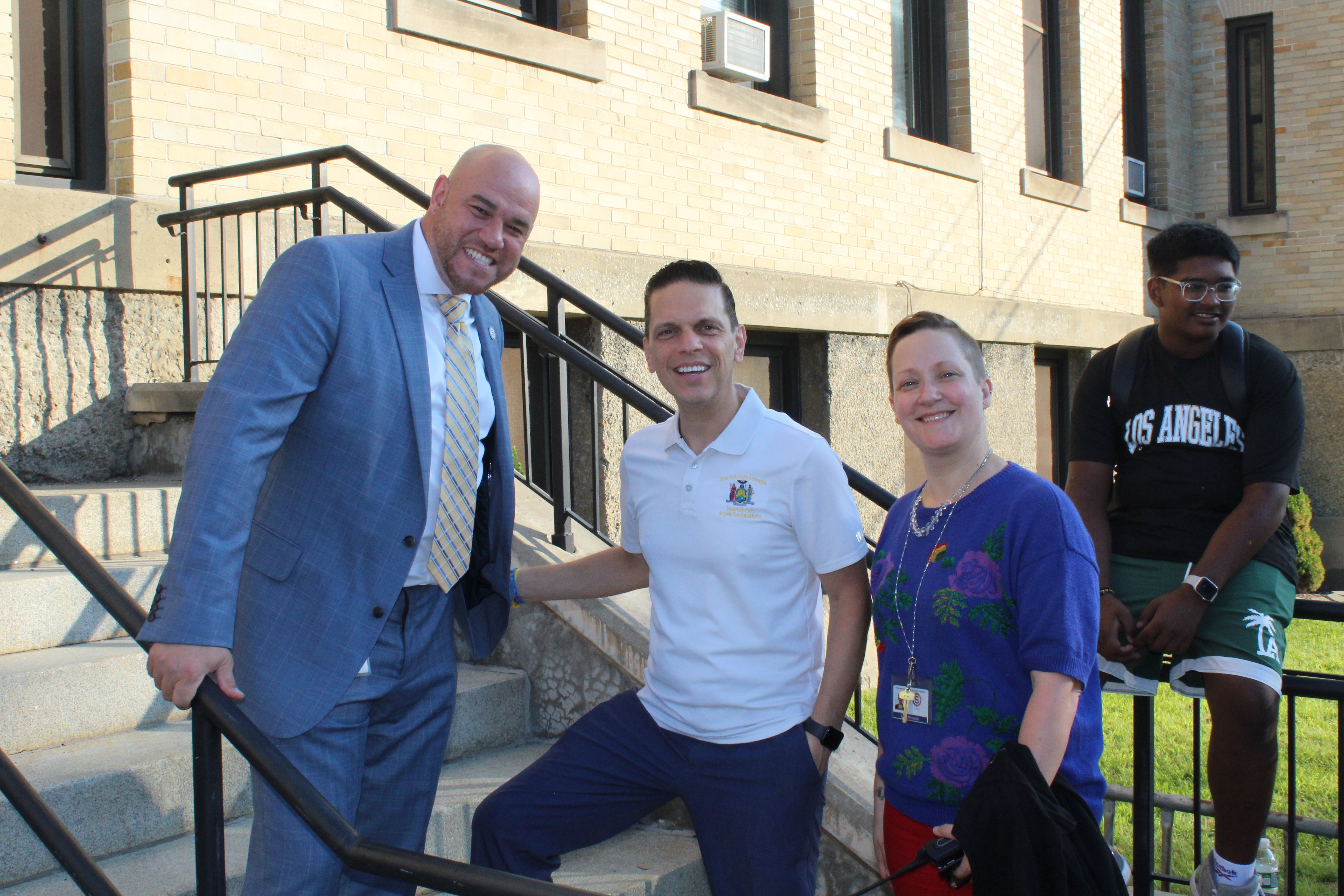 Photo of Superintendent Soler, Assemblyman Santabarbara and House Principal Sarah  Horaczek