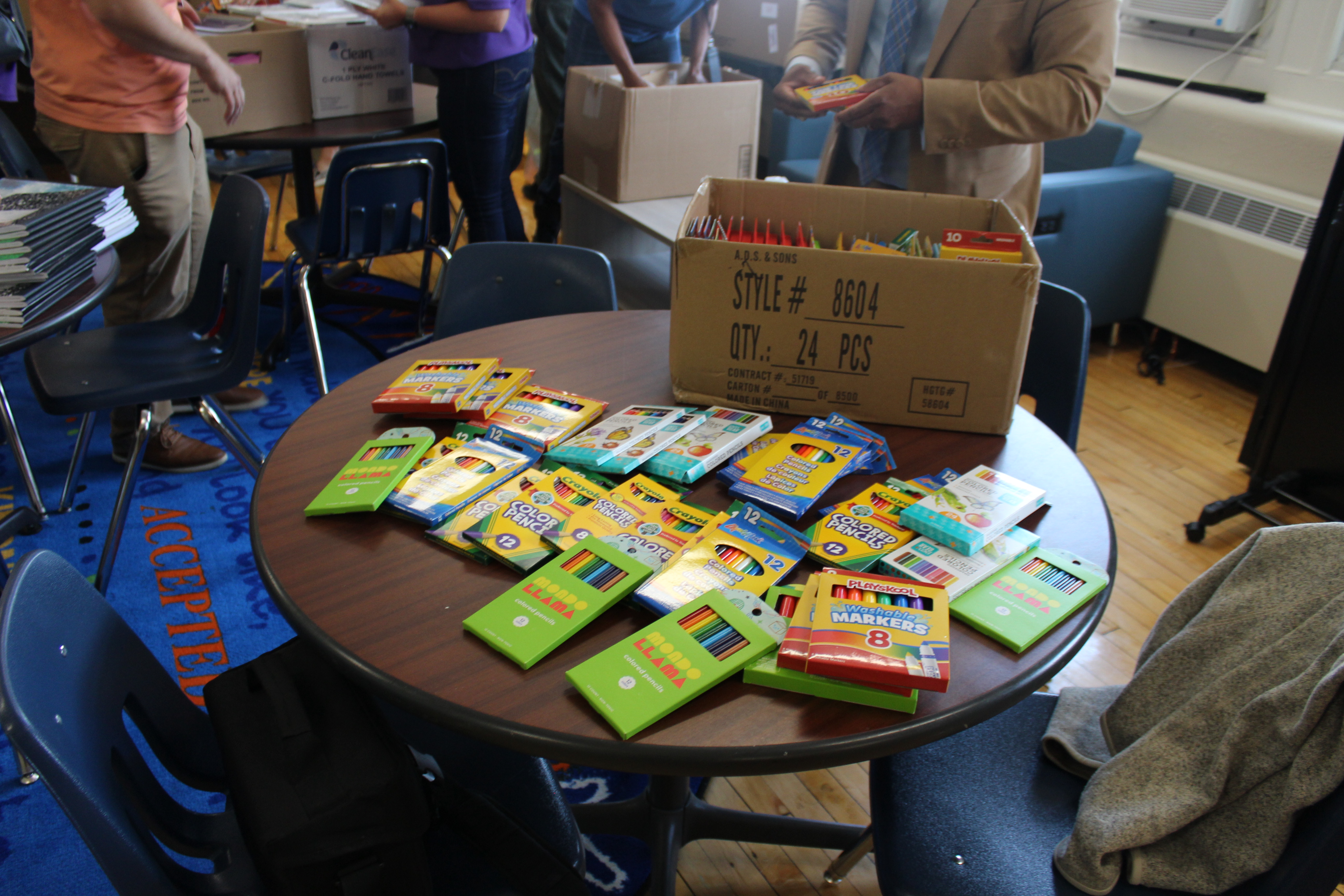 Supply donation to Hamilton Elementary School