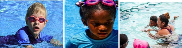 Photo of swimmers on swimming lessons webpage