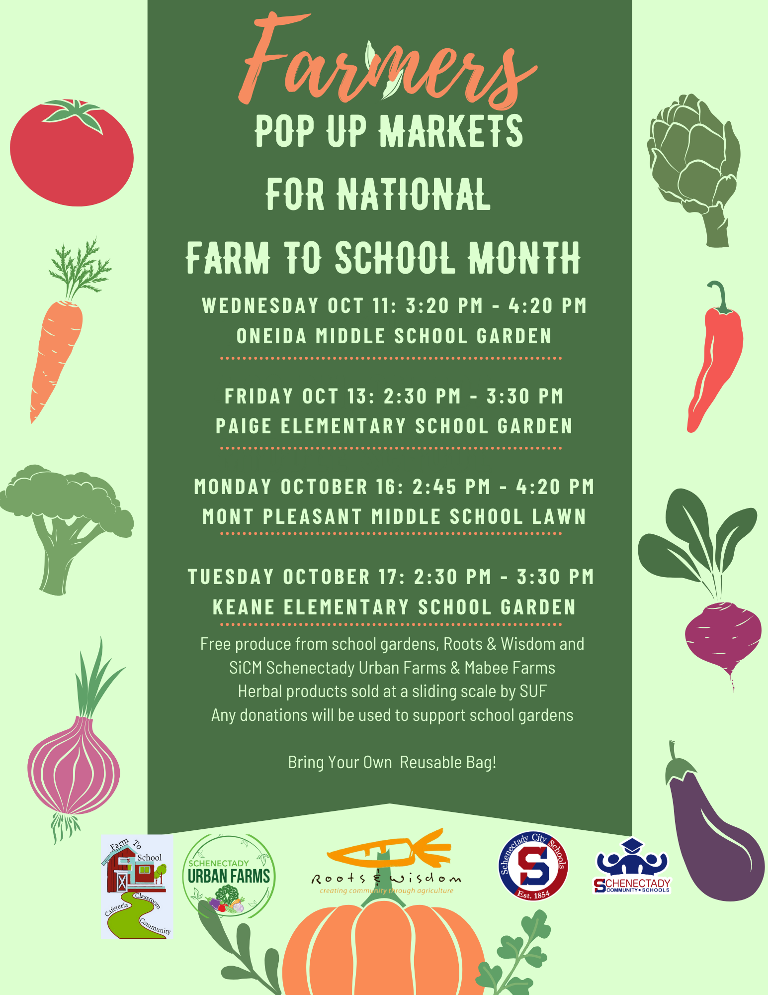 Farmers Markets coming in October to Schenectady Schools