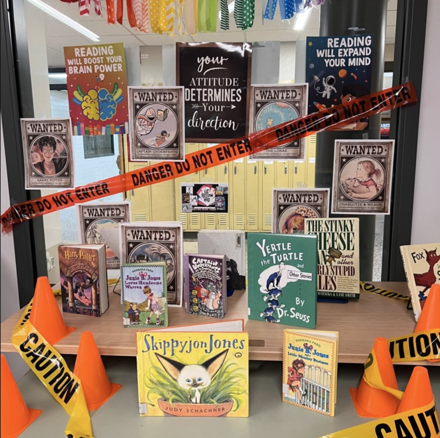 Banned books on display in elementary library